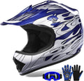 Juego de casco DOT con gafas y guantes para motocross, cuatrimoto y vehículos todoterreno para niños y jóvenes, diseño de calavera azul, talla S