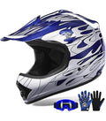 SmartDealsNow - Casco HHH DOT para jóvenes y niños para motos de cross, ATV, motocross, moto todoterreno, motos de calle, color azul llama (talla pequeña)