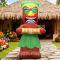 Inflable DomKom Tiki Luau de 1.5 m, letrero Tiki Hold con Aloha, decoración inflable gigante para fiestas de verano en la playa tropical hawaiana, decoración para jardín, luces LED incorporadas para exteriores, césped, vacaciones al aire libre