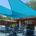 LOVE STORY Toldo triangular recto de 3 x 3 x 4,2 metros, color azul turquesa, con protección UV para patio, jardín y terraza.