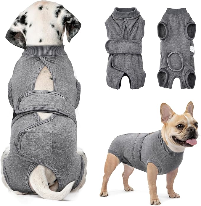 Traje de Recuperación Postoperatorio SlowTon para Perros – Alternativa al Collar Isabelino | Gris XL