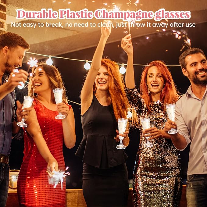 Copas de Champán de Plástico Paquete de 40 Copas de Champán Desechables de 5oz Vasos de Plástico Transparente para Mimosa Copas de Cóctel a Granel para Bodas Suministros para Fiestas
