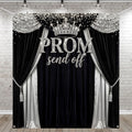 Fondo para fiesta de graduación Tingjoo Prom Send Off 2026, negro y plateado, decoraciones de graduación, 71 x 78.7 pulgadas, corona plateada, Clase de 2026, pancarta de felicitación para fotos de graduación, recuerdos de fiesta.