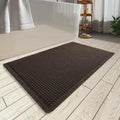 MIULEE Set 2 Alfombras de Baño Waffle Estilo Boho – Antideslizantes, Lavables, Ultra Absorbentes, Color Chocolate, 17"x24" + 18"x30"