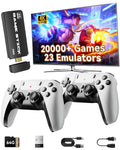 Consola de juegos retro, más de 20 000 juegos retro, TV 4K HD HDMI, videojuegos clásicos integrados, 23 emuladores, consola de juegos Plug & Play para TV con 2 mandos inalámbricos. 