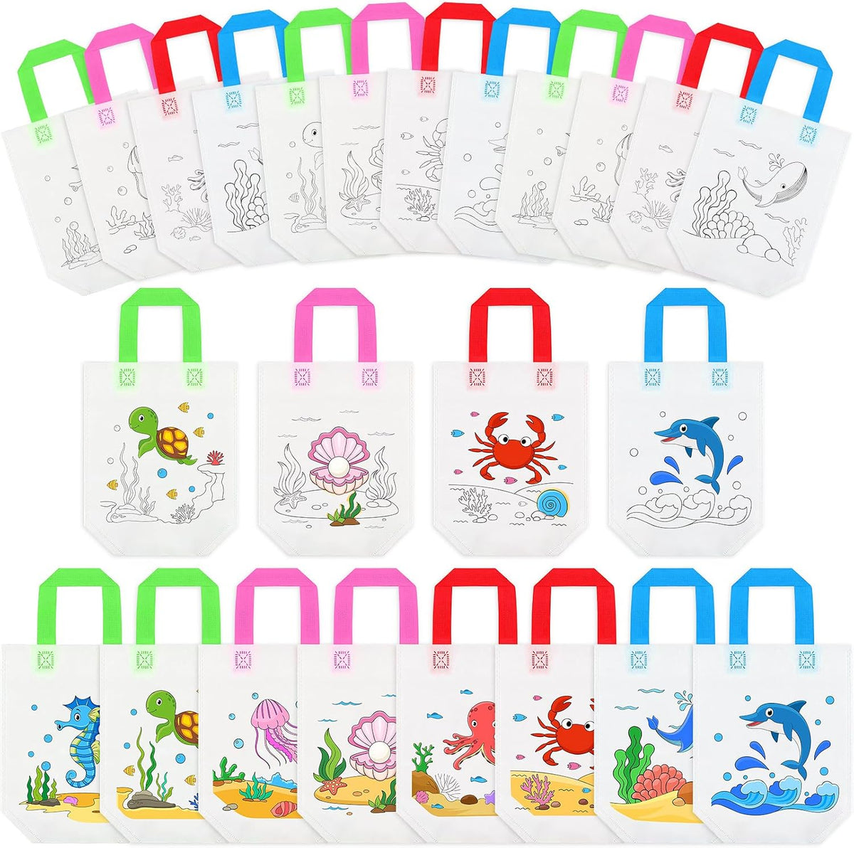 Kajaia 24 Bolsas para Colorear de Animales Marinos – Fiestas Temáticas del Océano y Regalos Infantiles