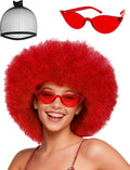 Peluca afro corta roja de JoneTing para mujer, pelucas rojas divertidas para cosplay