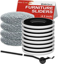 Nuevos deslizadores para muebles mejorados, deslizadores multisuperficie 3 en 1 para mover muebles, almohadillas redondas para mover con 8 deslizadores de alfombra de 4.3" + 4 calcetines para pisos duros + 1 elevador