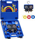 Set de Manómetros para AC Orion Motor Tech | Manifold de 3 Vías para R410A, R32, R22 y R454B | Mangueras de 5 pies, Válvulas de Seguridad, Adaptadores y Llave de Núcleo ( PUEDEN VARIAR LOS ACCESORIOS