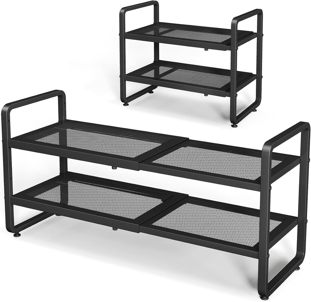 Zapatero de metal expandible para armario, entrada y garaje, 2 niveles