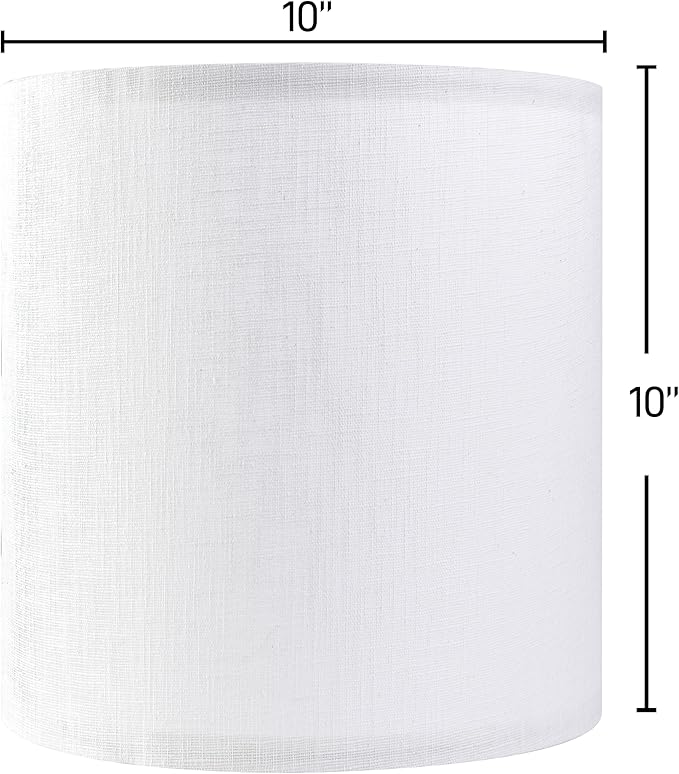 Set x2 Pantallas de Lámpara Tambor en Lino Blanco GO&SO – 10"x10"x10", Montura Spider | Mesa y Velador