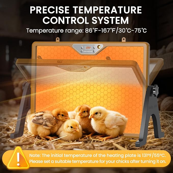 Calentador de gallinero con placa para criar, calentador de pollo de doble calentamiento de 180 W, termostato integrado