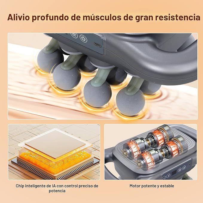 Juego de 16 pistolas de masaje de cabeza, masajeador de percusión de tejido profundo, herramientas de masaje eléctrico de 2600 mAh con 9 estilos y niveles, gris plateado