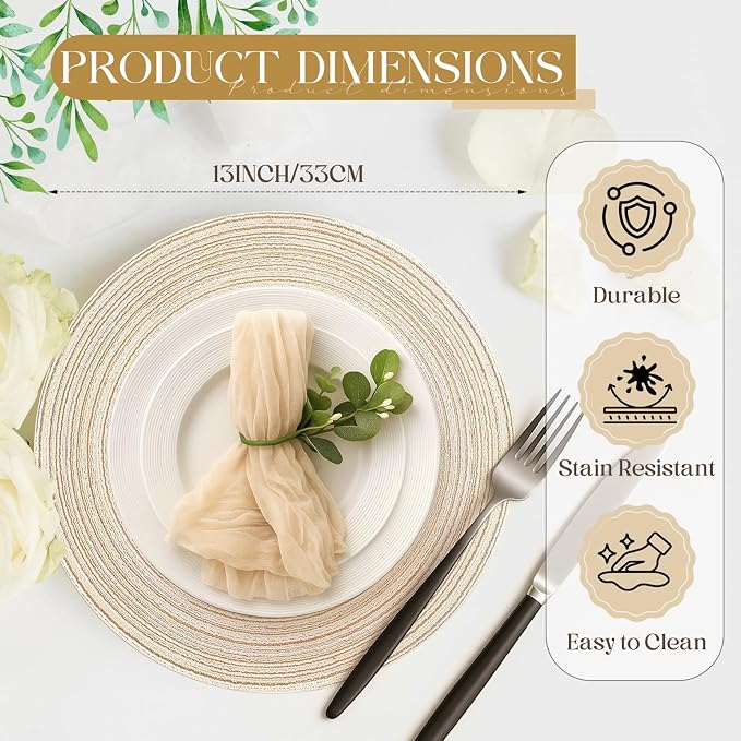 Manteles Individuales Desechables Geosar – 100 Unidades, 33 cm, Aspecto Tejido de Algodón, Color Beige