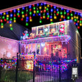 Luces de Navidad de carámbano para exteriores, 66 pies, 640 luces LED de carámbano para exteriores, luz centelleante enchufable para interiores con 8 modos de temporizador, impermeable