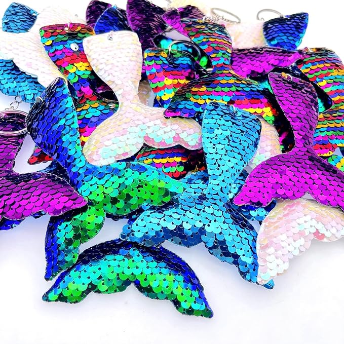 Set de 20 Llaveros de Cola de Sirena con Lentejuelas JZK | Recuerdos de Fiesta para Niñas
