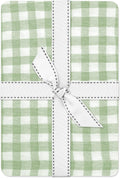 Butterblu Frankie Sábana Ajustable de Cuna 100% Algodón Orgánico | Transpirable para Bebé | Cuadros Verde Salvia