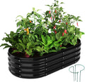 USADO-Jardinera de Metal Galvanizado ZFHgarden Redonda | Cama de Cultivo Elevada para Jardin | 90x90x30 cm | Caja de Cultivo Redonda, Anillo de Fogata | Negro