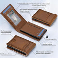 Cartera para tarjetas Furid para hombre, delgada: cartera minimalista inteligente RFID con bolsillo frontal desplegable y ventana para identificación - Regalos pequeños para el esposo o padre en su cumpleaños o aniversario.