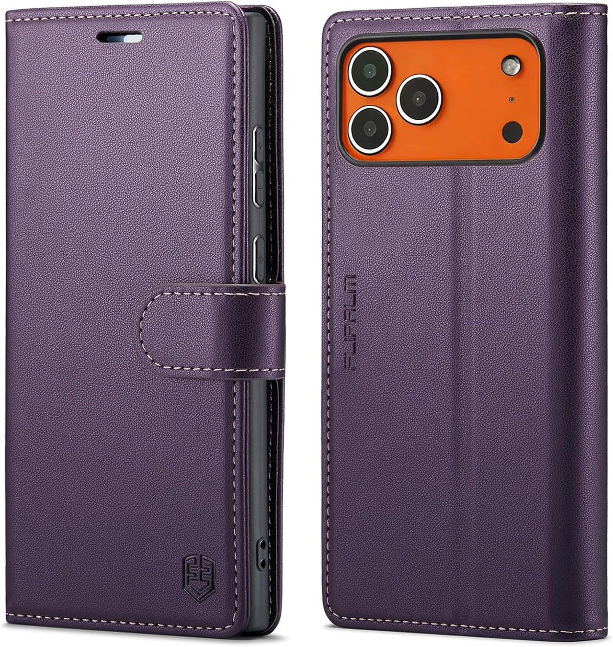 Funda tipo cartera para iPhone 17 Pro con tarjetero, funda protectora a prueba de golpes con soporte tipo folio de piel sintética para iPhone 17 Pro (morado, para iPhone 17 Pro - 6,3'')