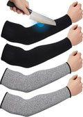 Geyoga 2 pares de mangas protectoras para brazos, ideales para pieles finas y prevenir hematomas. Mangas protectoras resistentes a cortes para hombres y mujeres (Talla XL, HPPE, Negro, Gris).