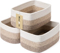 MiniArk Pack 3 Cestas Pequenas de Almacenamiento | Organizadores de Closet Tejidos de Cuerda Cajas Decorativas 29x19x12cm Cafe Degradado