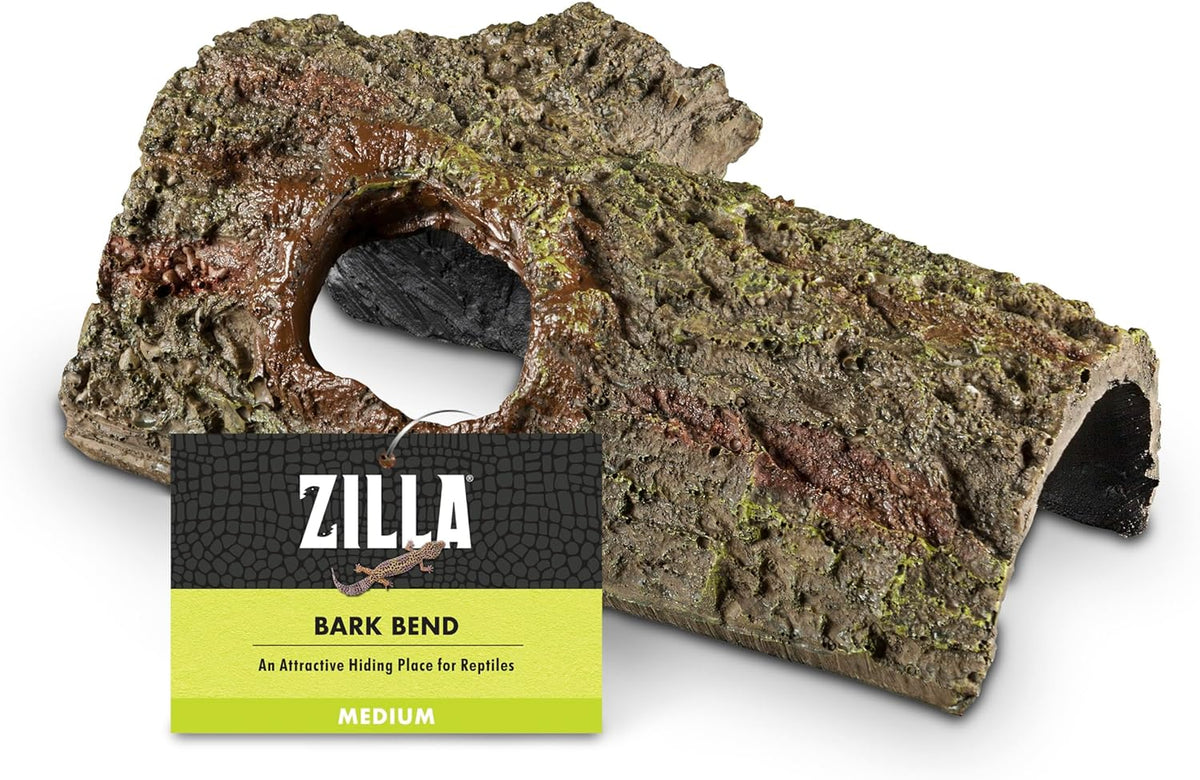 Zilla Decoracion de Terrario Bark Bends para Reptiles | Refugio de Corteza, Mediano, Cafe