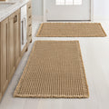 Set de 2 Tapetes de Baño MIULEE Waffle Boho Café 18x30 Pulgadas – Antideslizantes, Super Absorbentes y Lavables