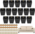 TURSTIN Paquete de 16 patas de plástico para muebles de 10 cm (4 pulgadas), patas cuadradas cónicas para sofás, sillones, sillas, armarios, cómodas y camas, con tuercas en T M8. Color negro.