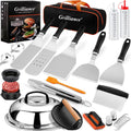 Kit de 27 accesorios para plancha Blackstone, herramientas profesionales para parrilla plana Hibachi, espátula ampliada con tapa para untar, prensa para hamburguesas, máquina para hacer hamburguesas para barbacoa al aire libre Teppanyaki 