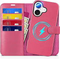 Funda Cartera TUCCH 2 en 1 para iPhone 16 Pro — Cuero PU, Bloqueo RFID, Carga Inalámbrica, Rose Gold