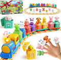 Train Set for Toddlers 2-4, Toddler Toys for 1 2 3 Year Old Boy Girl, Electric Train Set with Music, Light, Tracks, 8 Animals & 8 Barns, Learning Toy for 1 2 3 Year Old, Birthday Gift for Boy Girl