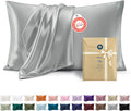 Juego de 2 fundas de almohada Bedsure King Size de satén - Fundas de almohada gris plateado para cabello y piel con cierre tipo sobre, similares a las fundas de almohada de seda, regalos para hombres y mujeres, 20 x 36 pulgadas, 2 unidades