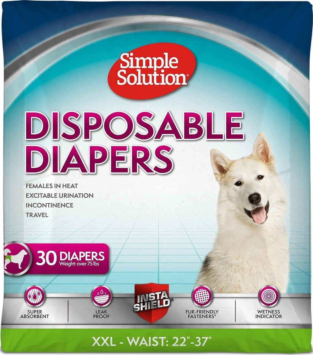 Pañales Simple Solution para Perras Talla XXL – Pack 20 Unidades | Súper Absorbentes, Transpirables, Indicador de Humedad | Cintura 22-37"