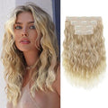 Extensions de Cabello con Clip REECHO 14" – Ondas Playeras Cortas con Encaje Invisible, Rubio Oscuro con Puntas Claras