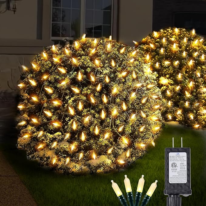 120 luces LED de red de Navidad para exteriores, 5 x 6 pies, conectables, 8 modos, impermeable