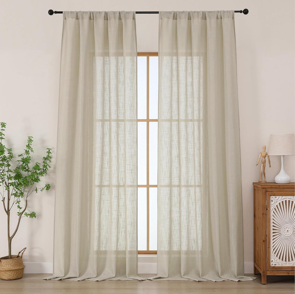 Cortinas Semitransparentes Chyhomenyc 127x274 cm – Lino Sintético, Juego de 2 Paneles