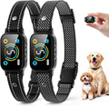 Paquete de 2 collares antiladridos, collar inteligente para perros grandes, medianos y pequeños, collar de entrenamiento recargable ultraligero con vibración y pitido, dispositivo antiladridos con 5 niveles de sensibilidad (negro).