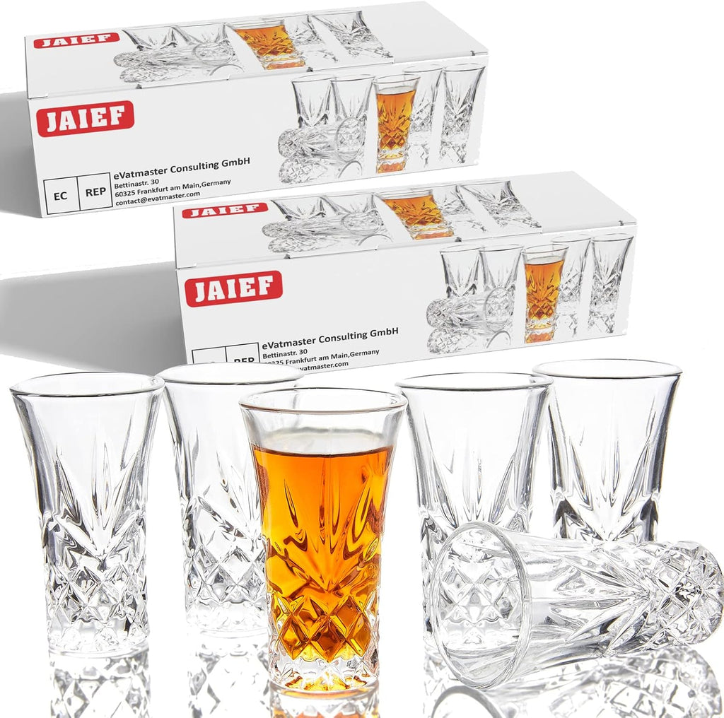Vasos de tequila JAIEF con base pesada, vasos de chupito y vasos para licores de 2 oz (12 unidades)