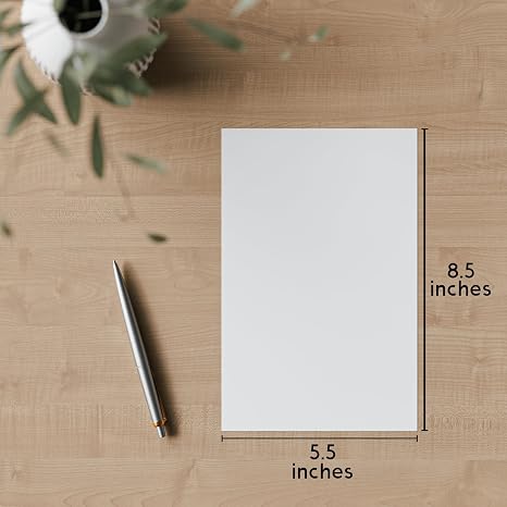 Papel en blanco de media carta, 200 hojas, 120 GSM, papel de impresora, hojas sueltas, sin perforar, 5.5 x 8.5 pulgadas, papel de copia
