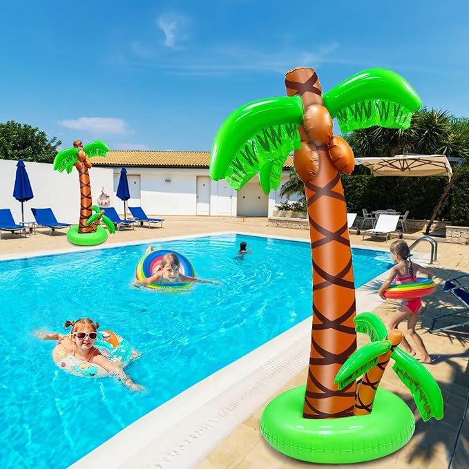 Palmeras Inflables Luau 5.5 Pies | Pack de 2 | Decoración Tropical Hawaiana Piscina y Fiesta