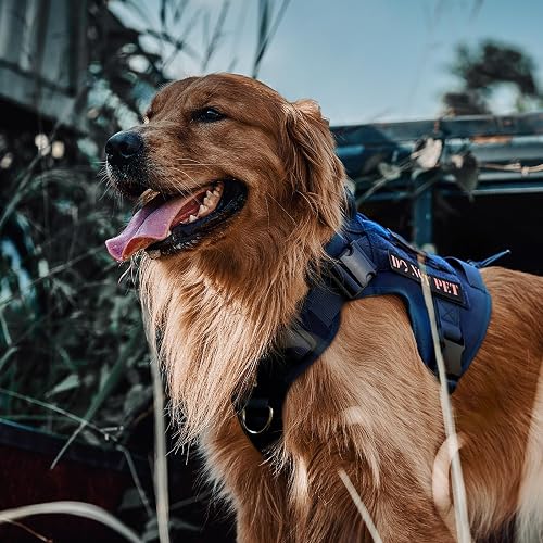 Arnés Táctico para Perros OneTigris — Talla L, Azul, Sin Jalón, Paneles Hook & Loop, para Caminata y Entrenamiento