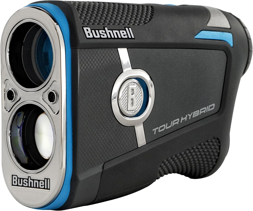 Bushnell Golf Tour Hybrid Telémetro Láser – GPS, Compensación Pendiente, Pinseeker JOLT Flag Lock, Soporte Magnético Carrito, Distancias Frontal/Centro/Trasera, Rango 500+ Yardas