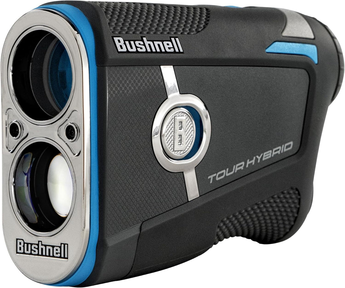 Bushnell Golf Tour Hybrid Telémetro Láser – GPS, Compensación Pendiente, Pinseeker JOLT Flag Lock, Soporte Magnético Carrito, Distancias Frontal/Centro/Trasera, Rango 500+ Yardas
