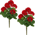 Pack 2 Geranios Artificiales Rojos para Exterior Forest Prince – Resistentes UV, Impermeables, 45cm