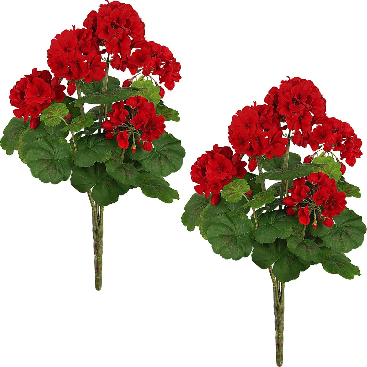 Pack 2 Geranios Artificiales Rojos para Exterior Forest Prince – Resistentes UV, Impermeables, 45cm