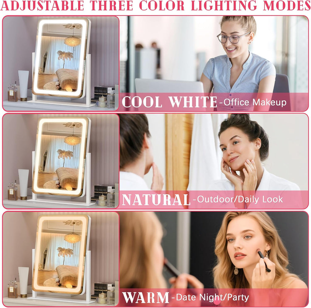 Espejo de Maquillaje con Luz LED ROLOVE | 3 Modos de Iluminación | Control Táctil