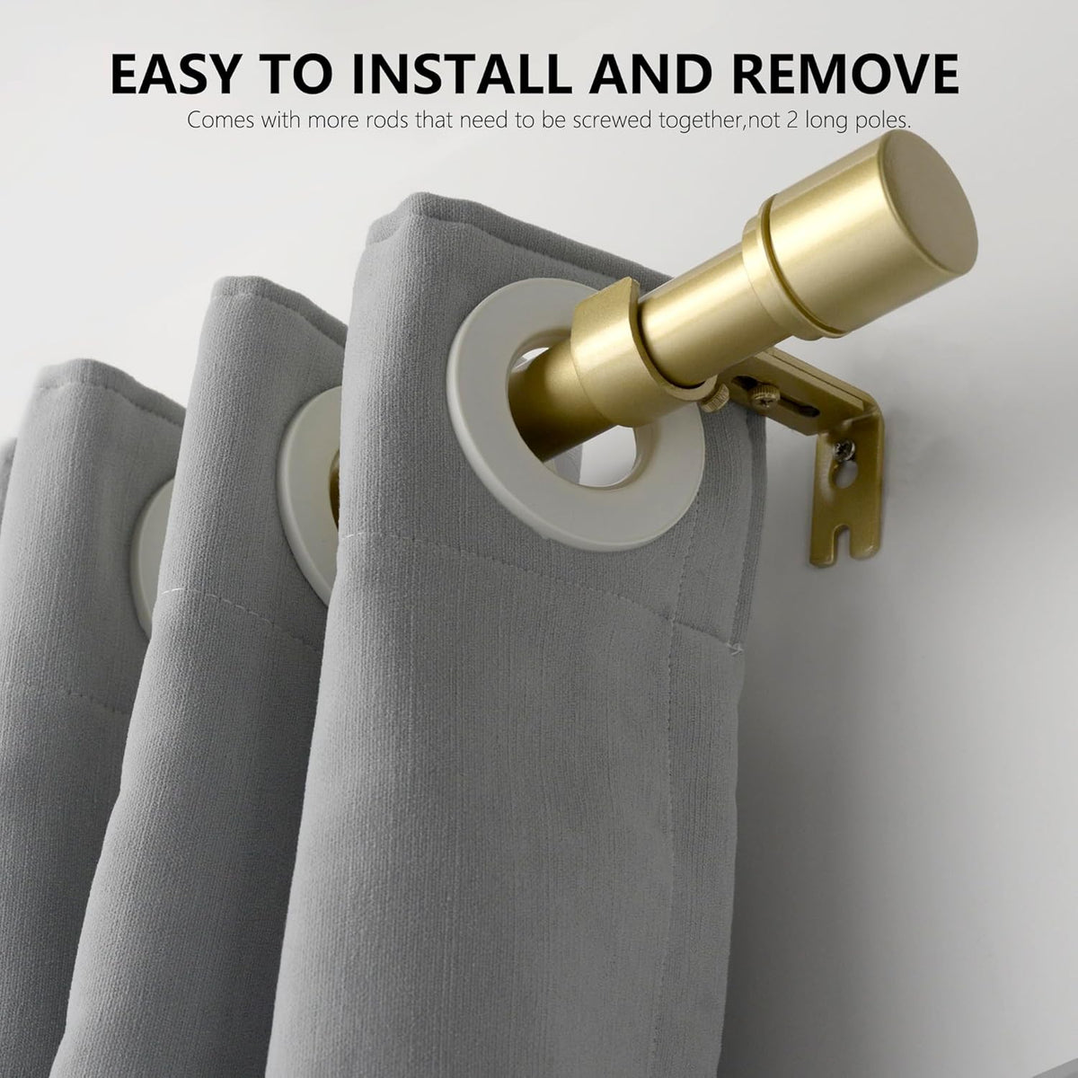 Barras para cortinas de 16 a 48 pulgadas, ajustables, de 1 pulgada de diámetro, con tapa de aluminio, resistentes y duraderas, color dorado (COLOR REAL EN LAS SIGUIENTES IMÁGENES)