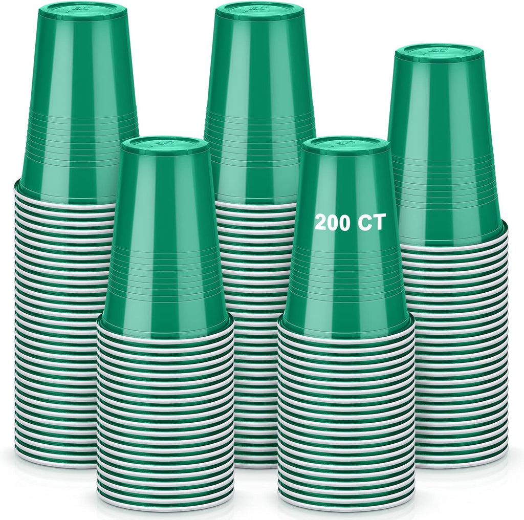 Vasos Plasticos Verdes Zopeal 200 Unidades 16 oz - Desechables Resistentes para Fiestas, Picnics, Barbacoas y Dia de San Patricio