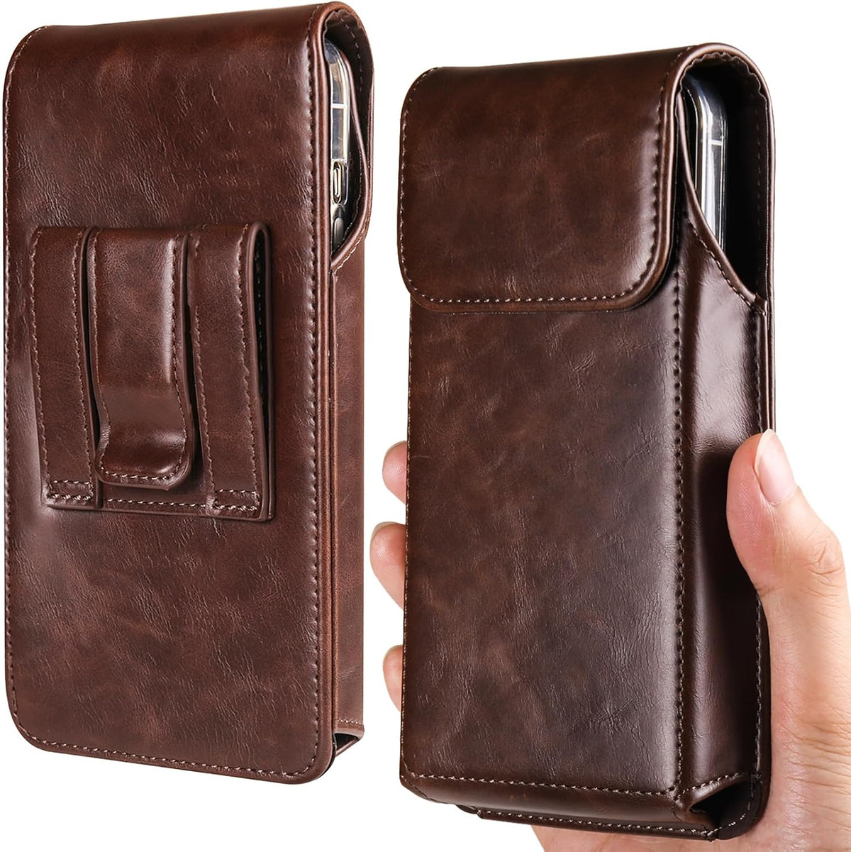 Miimall Funda Cuero Tipo Cartuchera para Galaxy S26 Ultra S25 S24 S23 S22 S21 Ultra | Funda Universal con Presilla | Para Motorola Moto G Stylus 5G y Moto G Play 5G | Cafe Oscuro XX-Grande